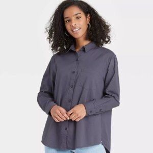 Universal Thread Grey Long Sleeve Button Down Shirt